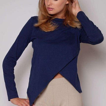 Chic Asymmetrical Long Sleeve Top with Cut-Out Detail - Elevate Your Everyday Style