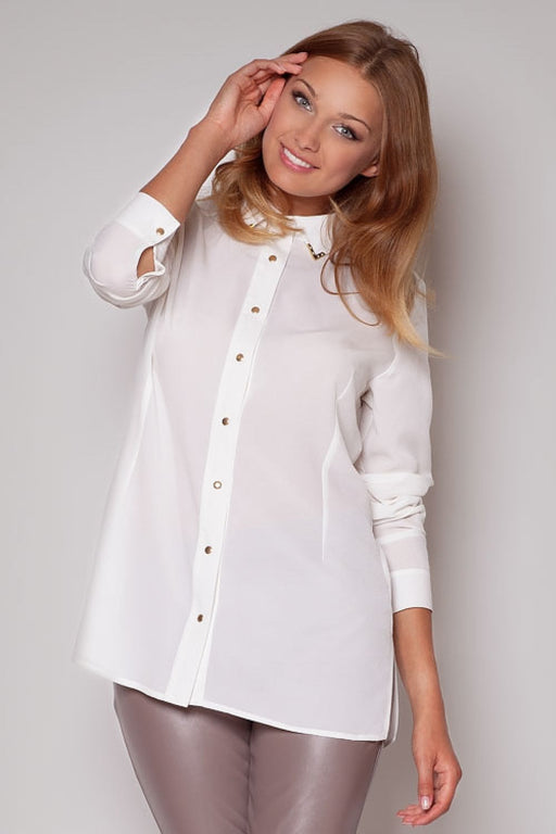 Stylish Long Sleeve Shirt with Golden Button Detail by Figl