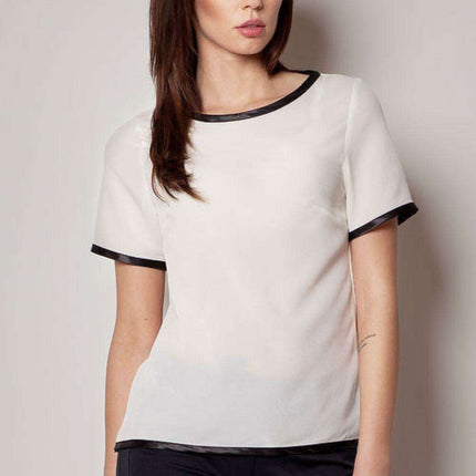 Elegant Summer Blouse with Chic Black Piping: Elevate Your Wardrobe