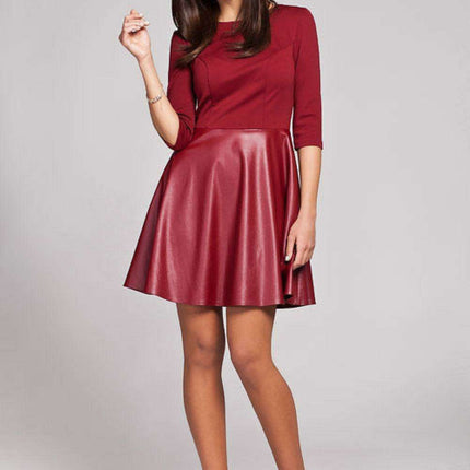 Chic Ruby Red Cocktail Dress - Flattering Redingot Style