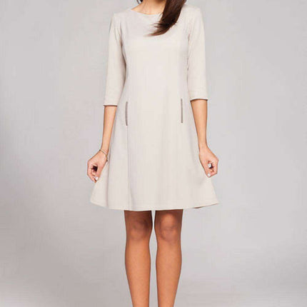 Elegant Boat Neck Trapeze Dress - Timeless Grace