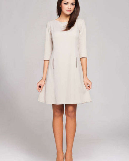 Elegant Boat Neck Trapeze Dress - Timeless Grace