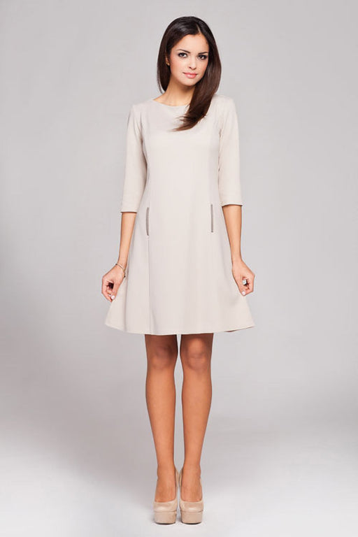Sophisticated Trapeze Day Dress with Boat Neckline by Figl