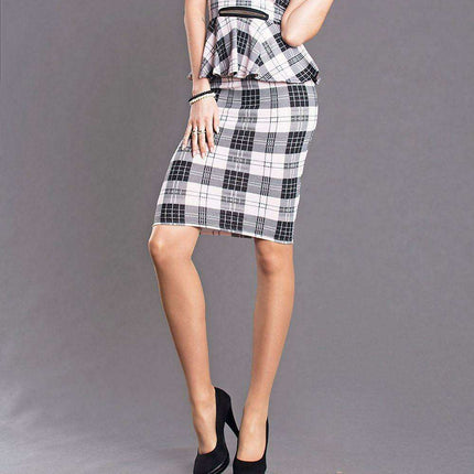 Timeless Charm: Black and Pink Checkered Pencil Skirt by YourNewStyle