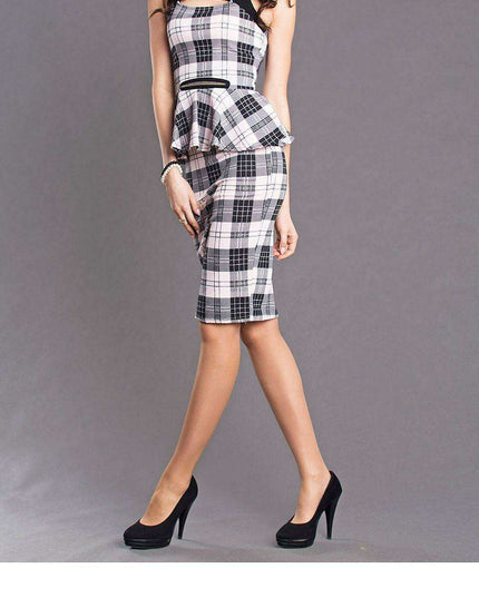 Timeless Charm: Black and Pink Checkered Pencil Skirt by YourNewStyle