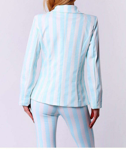 Pastel Striped Eco Leather Pocket Jacket - Effortless Feminine Style