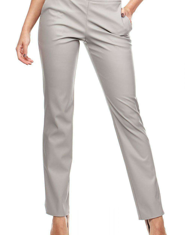 Chic Eco-Friendly Leather Straight Leg Trousers with Functional Side Pockets - Essential Women's Fashion 35782 Moe