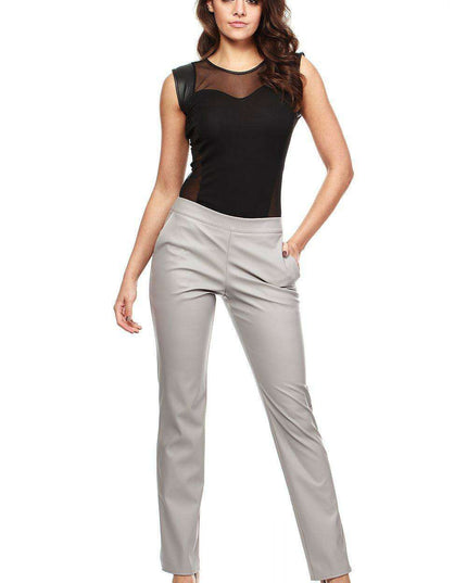 Chic Eco-Friendly Leather Straight Leg Trousers with Functional Side Pockets - Essential Women's Fashion 35782 Moe