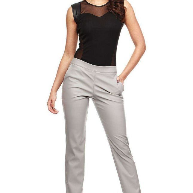 Chic Eco-Friendly Leather Straight Leg Trousers with Functional Side Pockets - Essential Women's Fashion 35782 Moe