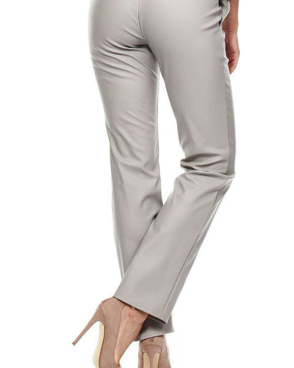 Chic Eco-Friendly Leather Straight Leg Trousers with Functional Side Pockets - Essential Women's Fashion 35782 Moe