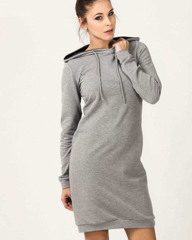 Sporty Chic Knit Hooded Day Dress with Stylish Welt Details - Tessita Collection