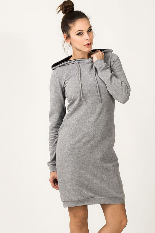 Sporty Hooded Knit Day Dress with Chic Welt Detail - 36015 Tessita