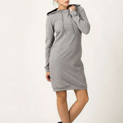 Sporty Chic Knit Hooded Day Dress with Stylish Welt Details - Tessita Collection