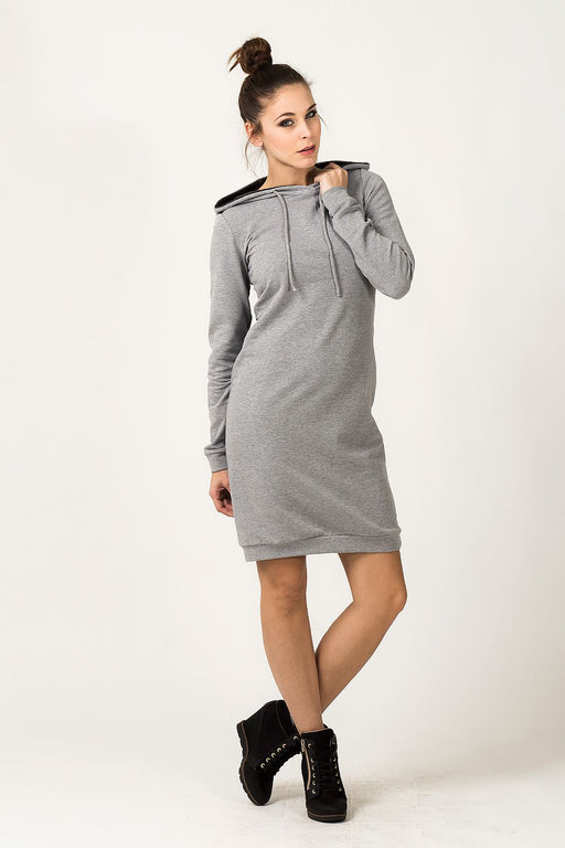 Sporty Hooded Knit Day Dress with Chic Welt Detail - 36015 Tessita