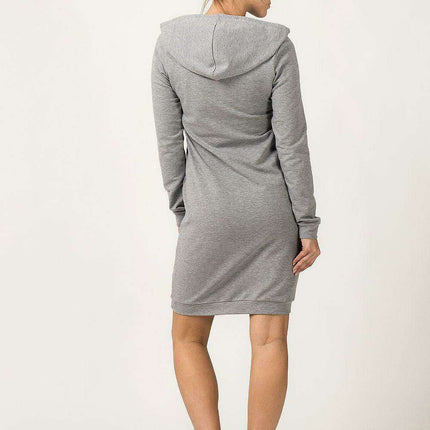 Sporty Chic Knit Hooded Day Dress with Stylish Welt Details - Tessita Collection