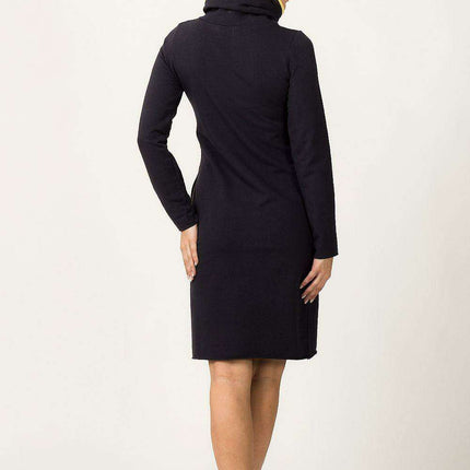 Trendy Colorblock Hoodie Dress with Cozy Collar and Convenient Pockets
