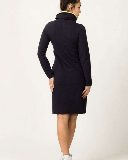 Trendy Colorblock Hoodie Dress with Cozy Collar and Convenient Pockets