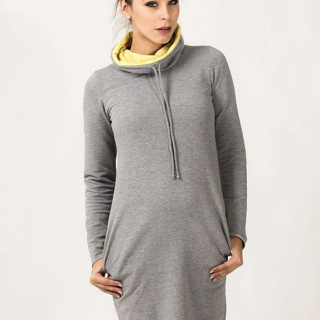 Chic Casual Sweatshirt Dress with Versatile Chimney Collar