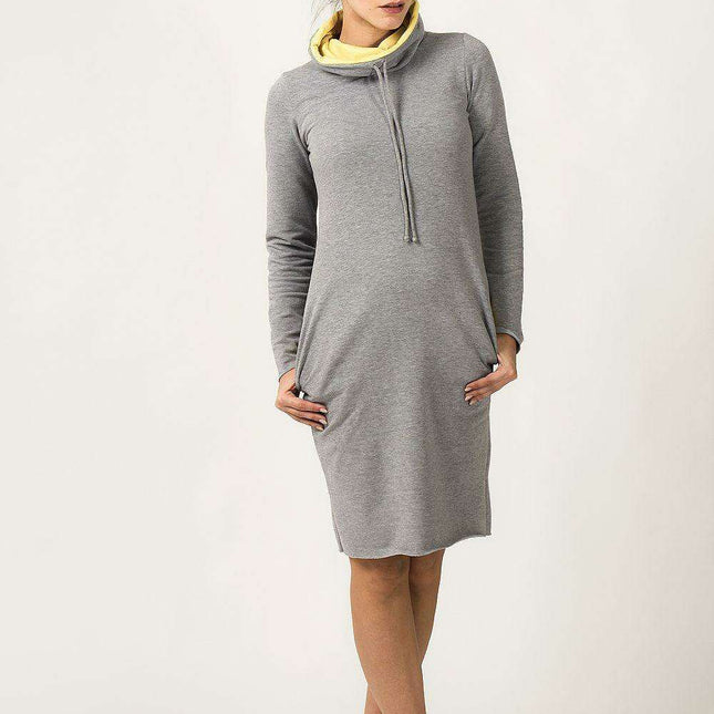Chic Casual Sweatshirt Dress with Versatile Chimney Collar