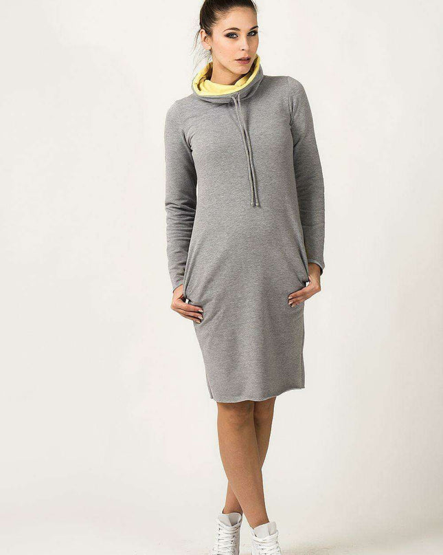 Chic Casual Sweatshirt Dress with Versatile Chimney Collar