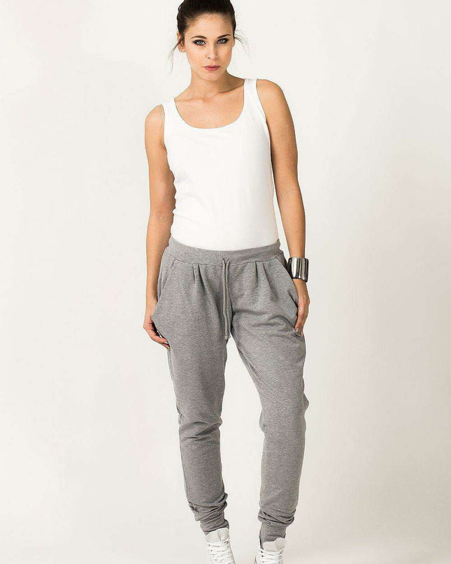 Chic Urban Grey Sweatpants with Ribbed Hem - Tessita 36109 for Ultimate Comfort