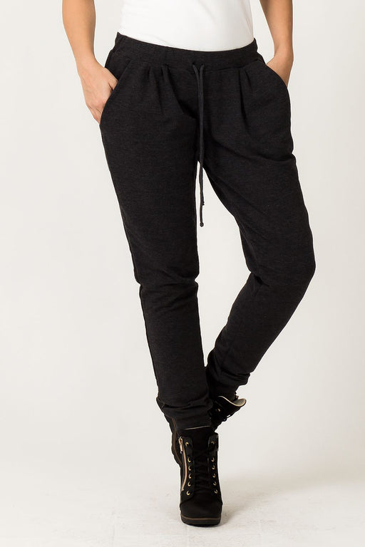 Trendy Dark Grey Sweatpants with Wide Hem - Tessita Tracksuit Bottoms