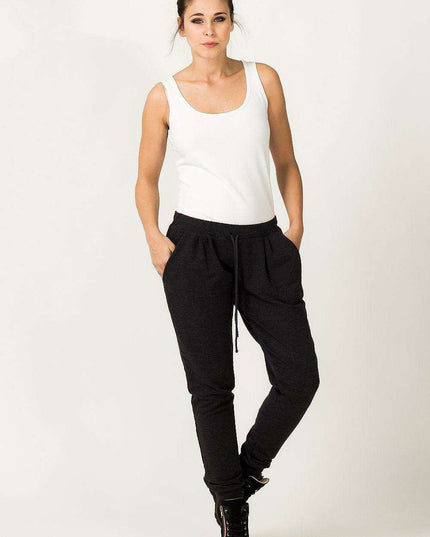 Trendy Dark Grey Wide Hem Sweatpants - Tessita Loungewear Essentials