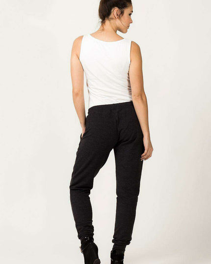 Trendy Dark Grey Wide Hem Sweatpants - Tessita Loungewear Essentials