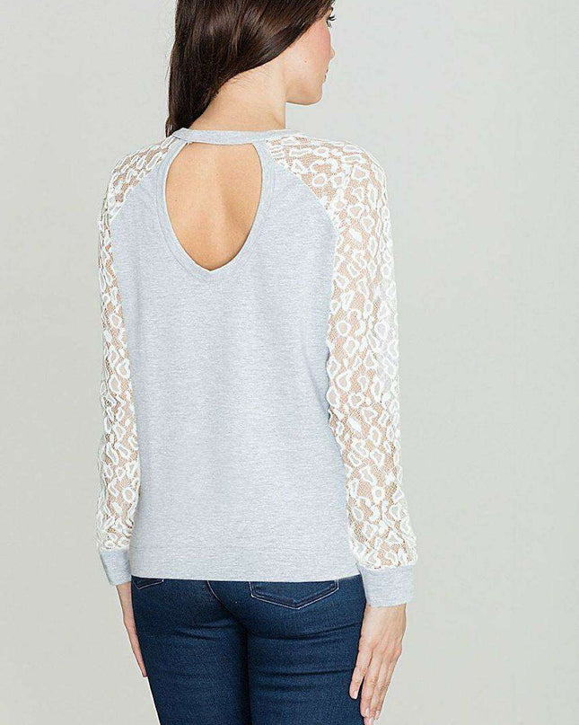 Leopard Print Blouse with Lace Sleeves