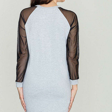 Sporty Elegance Mesh Sleeve Cotton Dress
