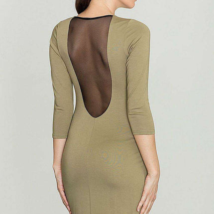 Sleek Curvy Cut Mini Dress with Mesh Back Detail