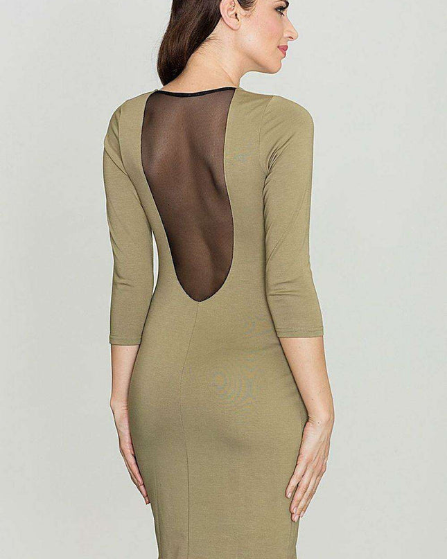 Sleek Curvy Cut Mini Dress with Mesh Back Detail
