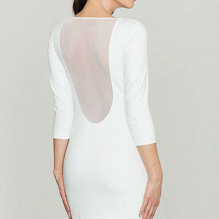 Sleek Curvy Cut Mini Dress with Mesh Back Detail