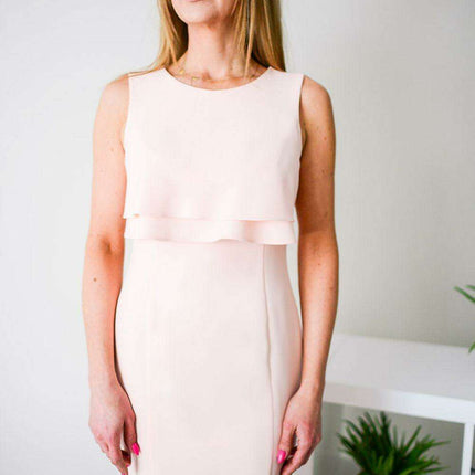 Elegant Ruffled Evening Gown in Jersa Fabric