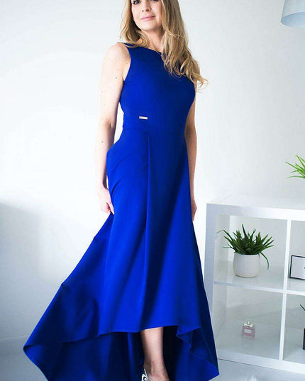 Elegant High-Low Hem Zipper-Back Evening Gown