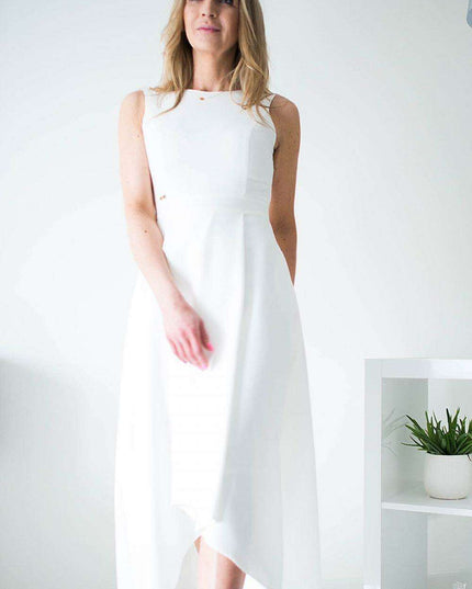 Elegant High-Low Hem Zipper-Back Evening Gown