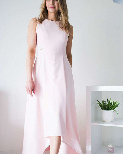 Elegant High-Low Hem Zipper-Back Evening Gown