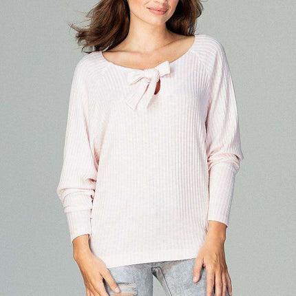 Chic Knit Blouse with Feminine Bow Detail for Effortless Elegance