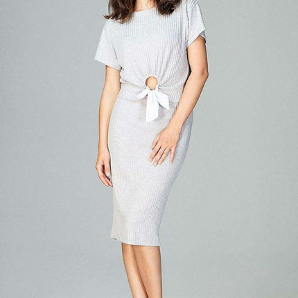 Elegant Bow-Tie Top and Tailored Skirt Ensemble