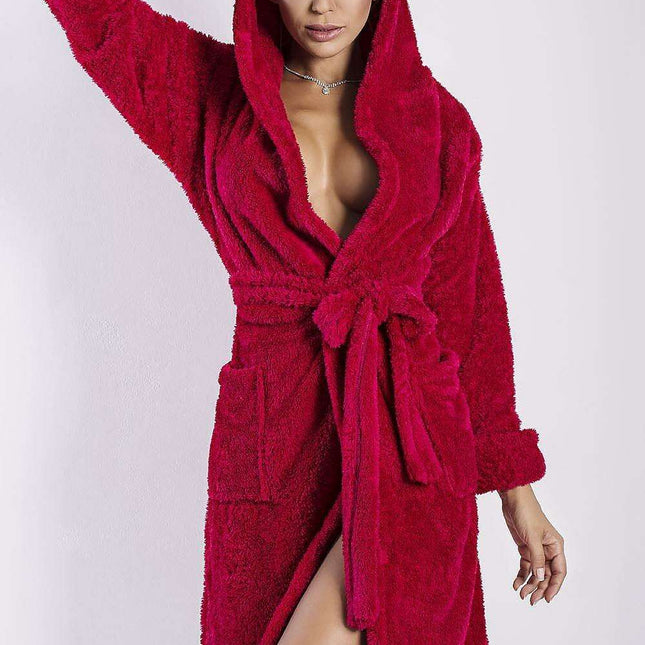 Elegant Short Hooded Bathrobe with Customizable Cuffed Sleeves - Your Ultimate Comfort Companion