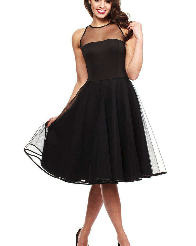 Elegant Velvet-Accented Tulle Neckline Evening Gown in Size L