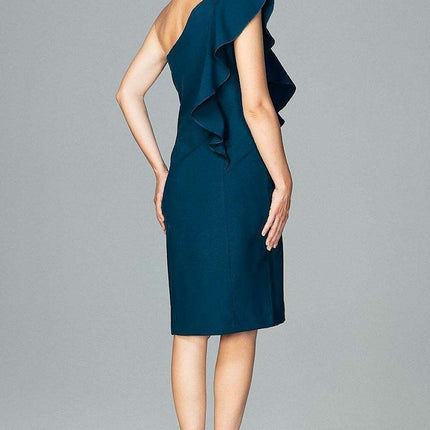 Elegant Asymmetrical Ruffle Evening Gown