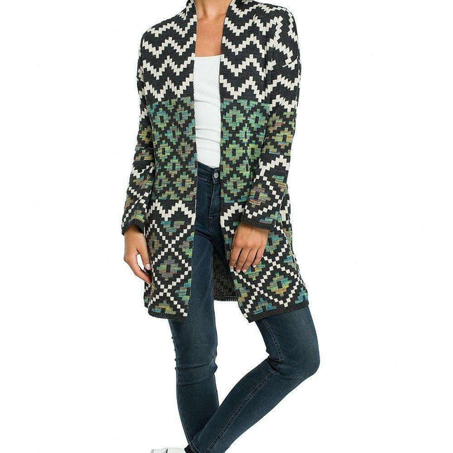 Bohemian Aztec Knit Wrap Cardigan