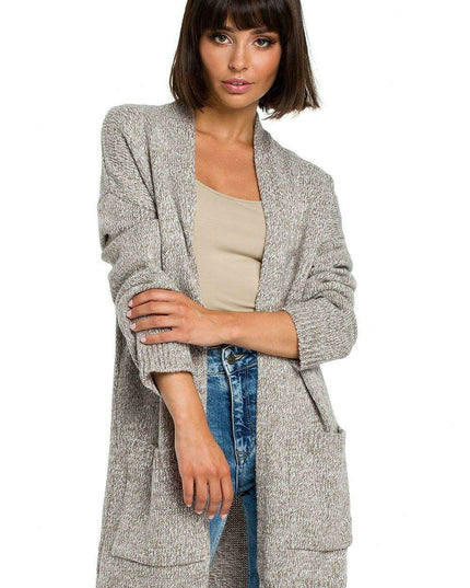 Open Front Long Sleeve Knit Cardigan