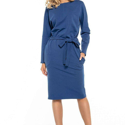 Elevated Kimono-Style Cotton Knit Dress with Adjustable Waist Belt