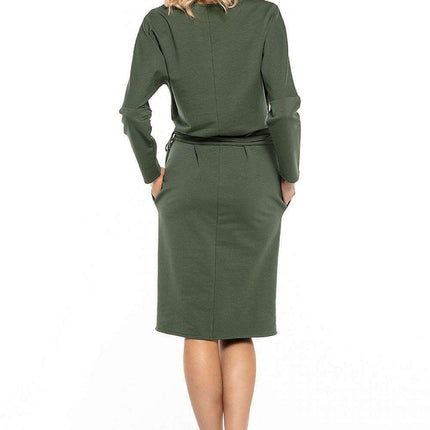 Elevated Kimono-Style Cotton Knit Dress with Adjustable Waist Belt