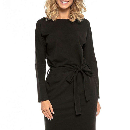 Elevated Kimono-Style Cotton Knit Dress with Adjustable Waist Belt