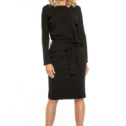 Elevated Kimono-Style Cotton Knit Dress with Adjustable Waist Belt