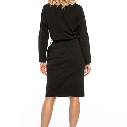 Elevated Kimono-Style Cotton Knit Dress with Adjustable Waist Belt