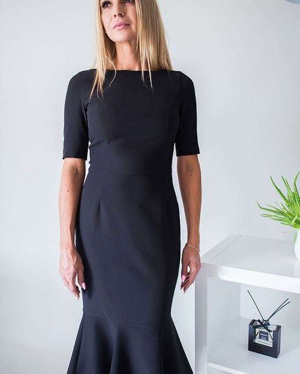 Chic Zippered Frill Sleeve Cocktail Dress